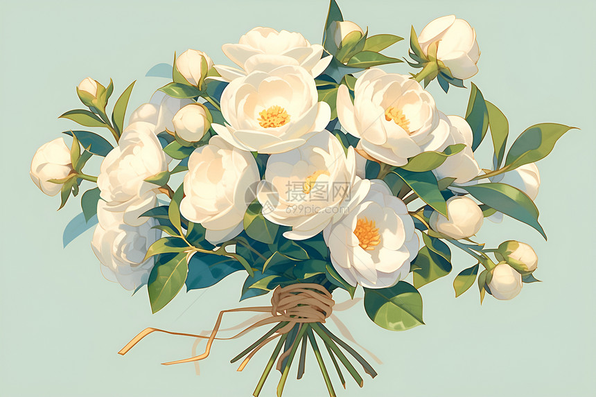 美丽的白花束图片