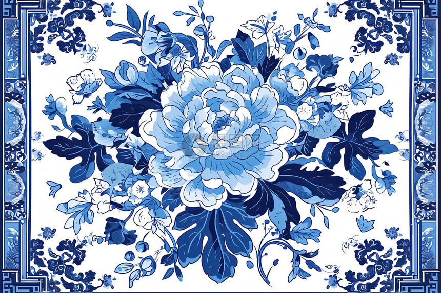 缤纷蓝白的花卉图片