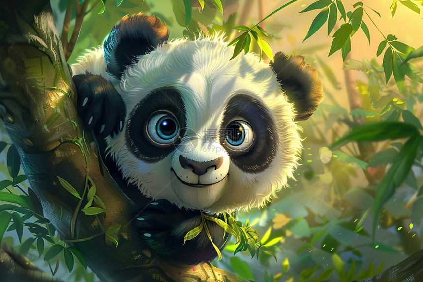 竹林中的一只熊猫图片