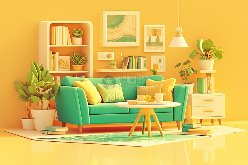 色彩鲜艳的客厅图片