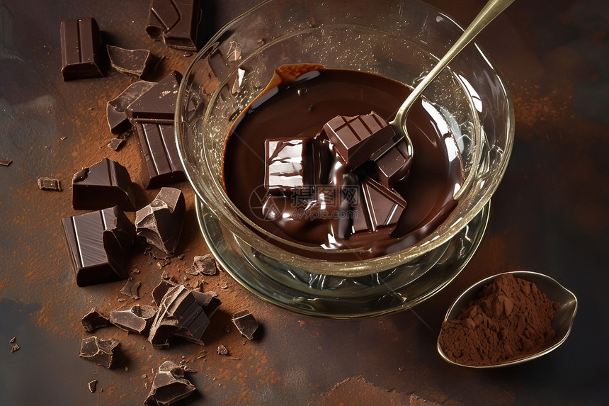 玻璃碗中的巧克力图片