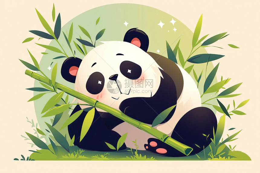 抱着竹子的熊猫图片
