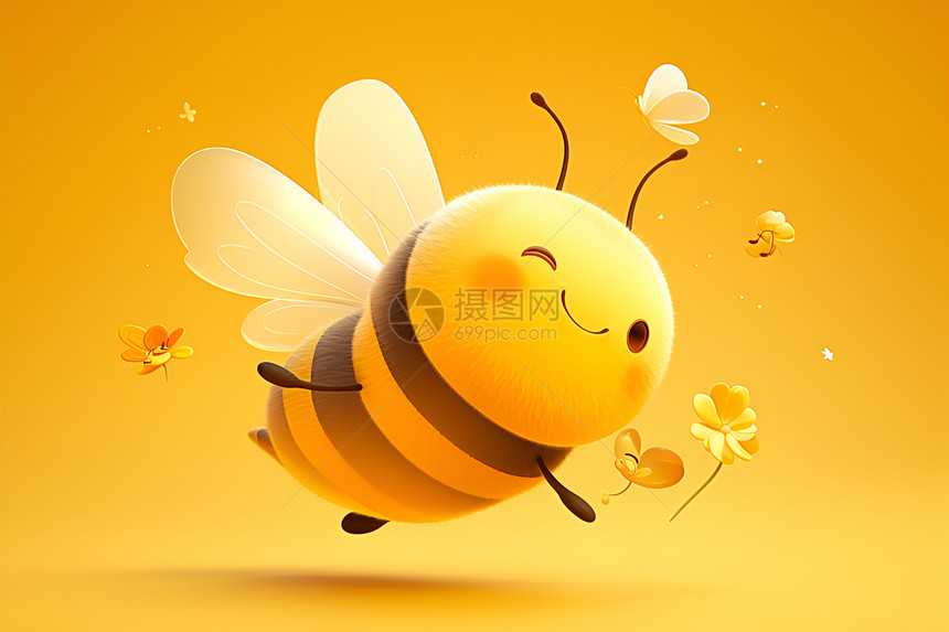 可爱蜜蜂与花图片