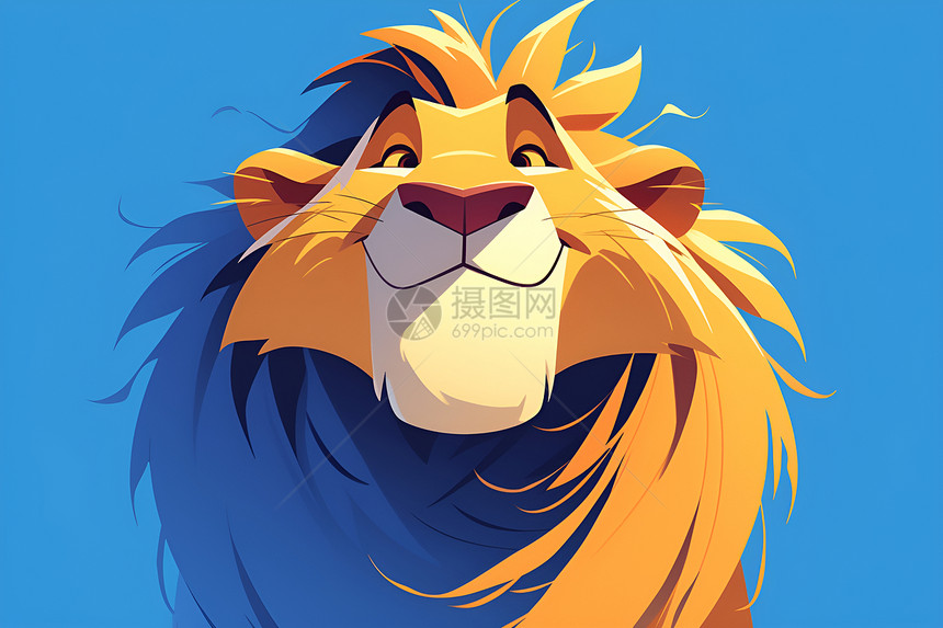 蓝色背景上的狮子图片