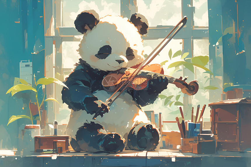 熊猫小提琴家图片