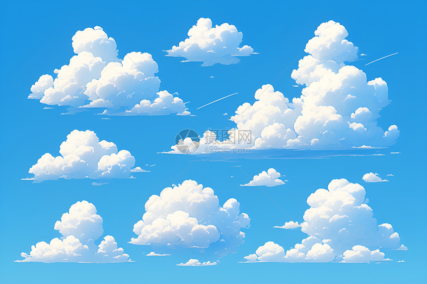 云朵漂浮在天上图片