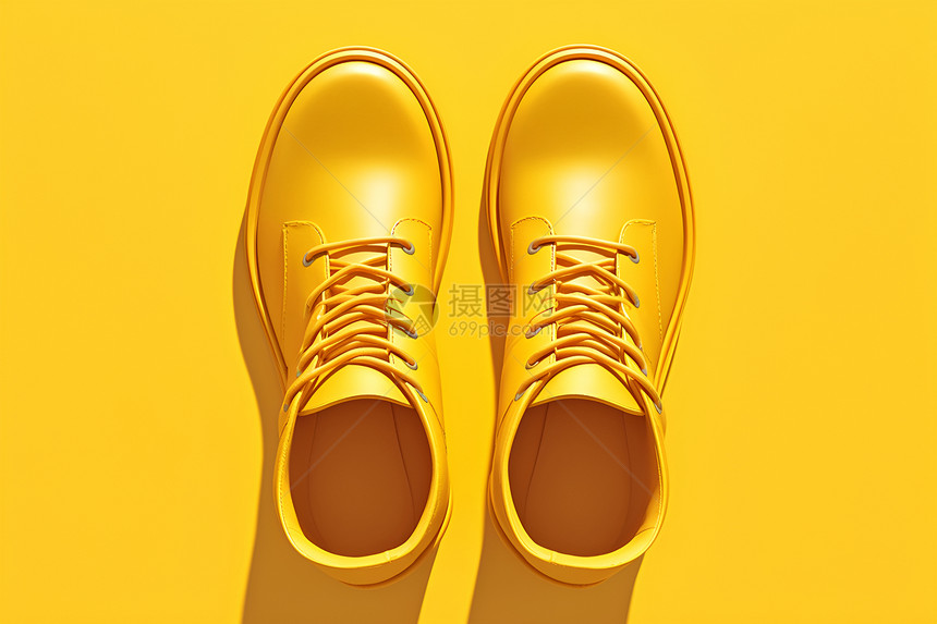 一双黄色皮鞋图片