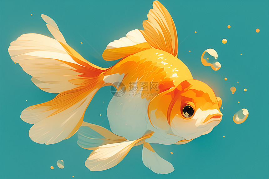 梦幻金鱼的水彩插图图片