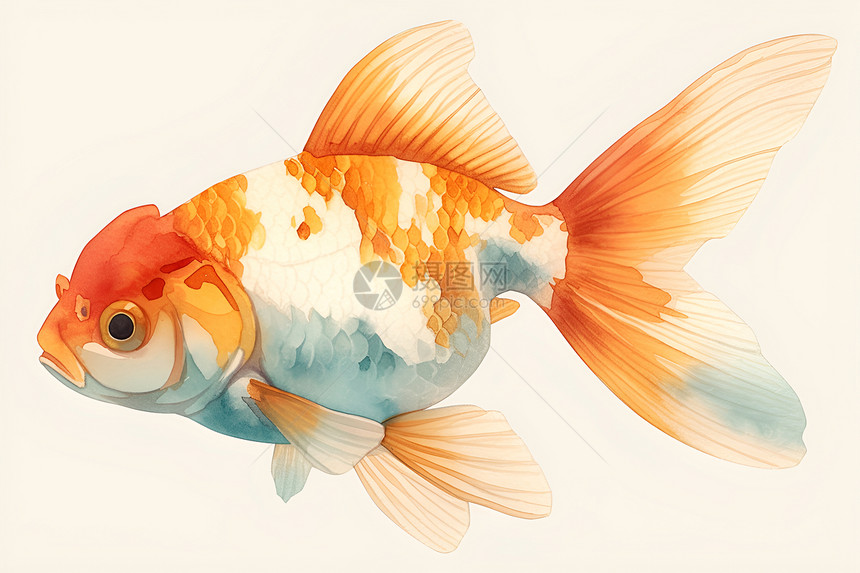 水中的金鱼插画图片