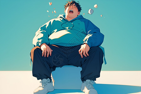 男人难过哭泣肥胖的男人插画