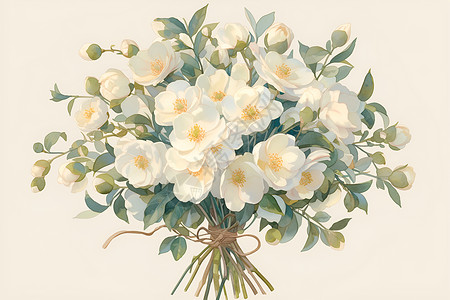 花朵白色芳香盛开的花朵插画