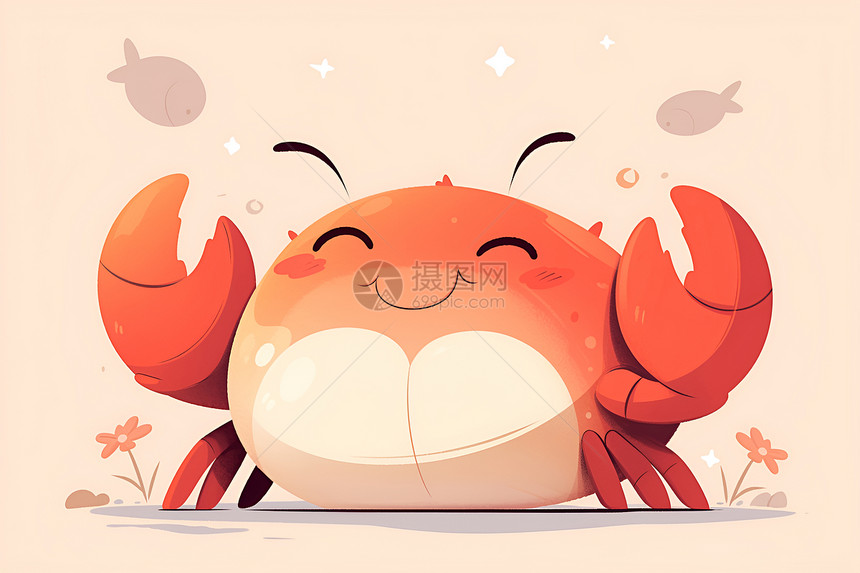 快乐的卡通螃蟹图片