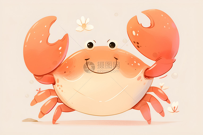 快乐螃蟹插画图片