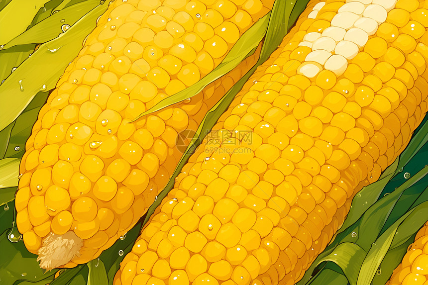 田园风光的玉米棒图片