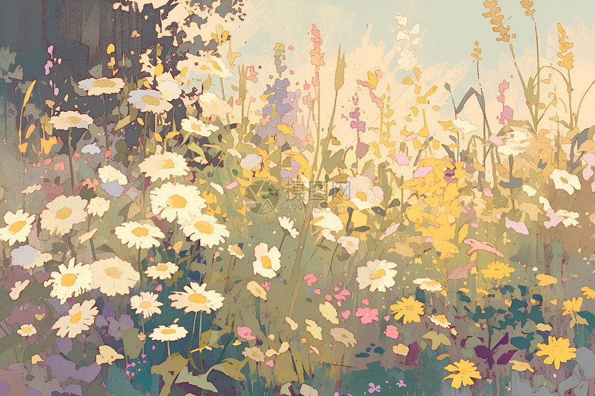 草地中的花卉图片
