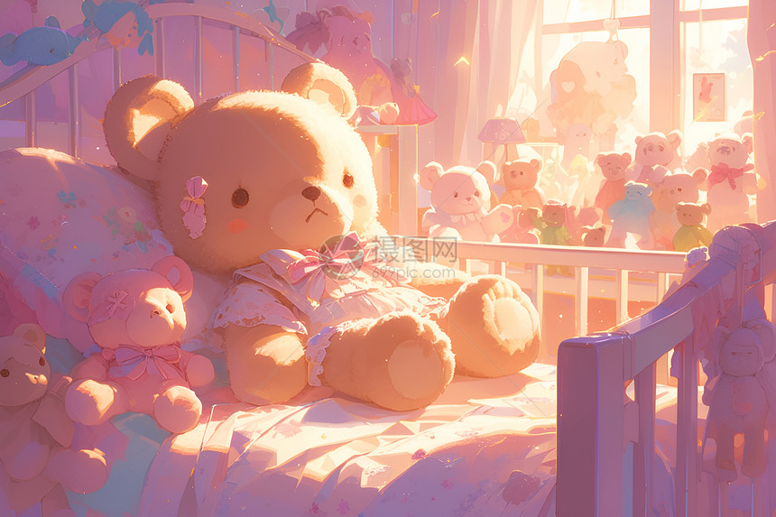 床上的可爱小熊图片