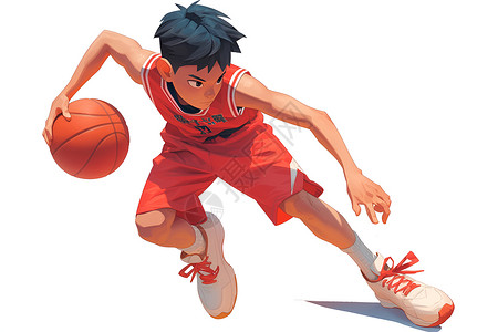 篮球争霸赛展示球技的卡通男孩插画
