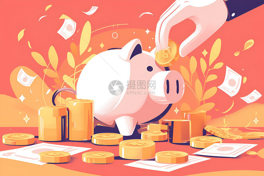 卡通的小猪存钱罐图片