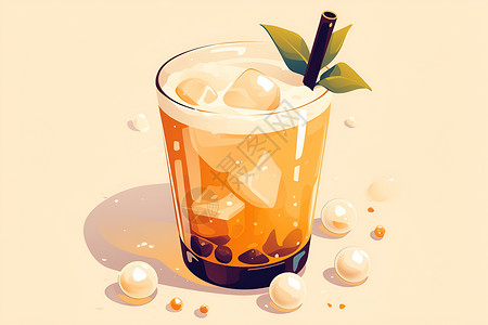 甜蜜饮品甜蜜可口的奶茶插画