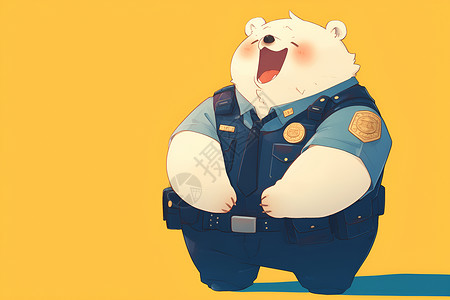 穿着警察制服的小熊背景图片