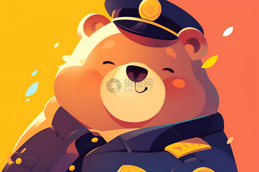 卡通的警察小熊图片
