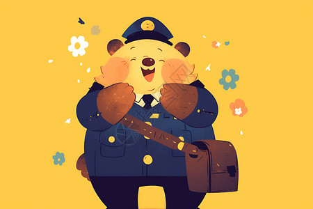 穿着警服的小熊背景图片