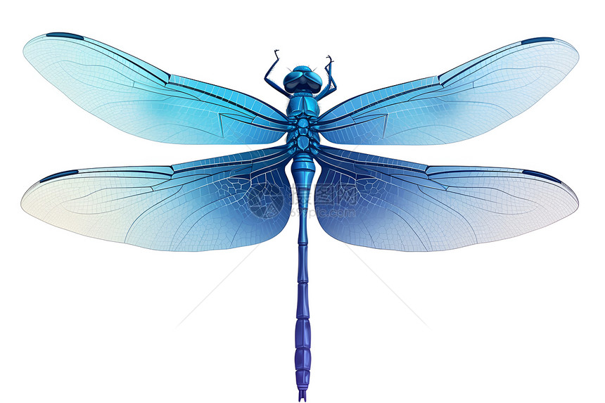 展示翅膀的蓝色蜻蜓图片