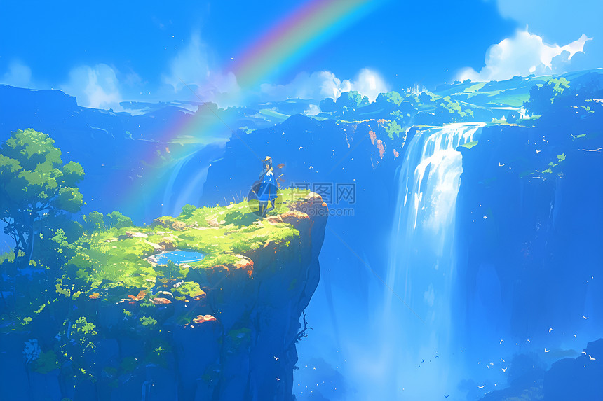 幻境中的彩虹瀑布图片