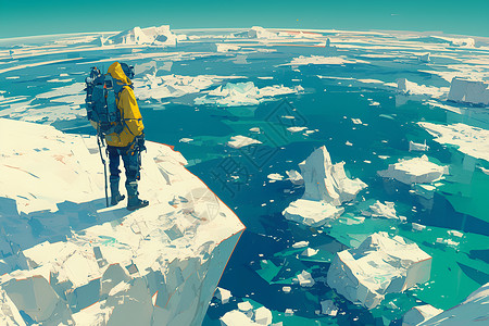 冰川世纪冰川的探险插画