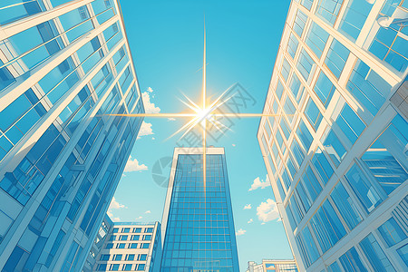 高耸的现代建筑高耸的办公大楼插画