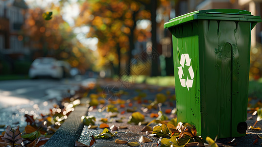 叶子循环路边的垃圾桶背景