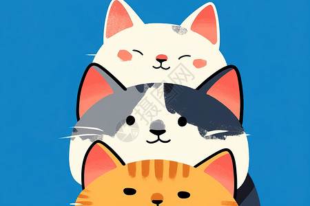 叠起的三只小猫高清图片
