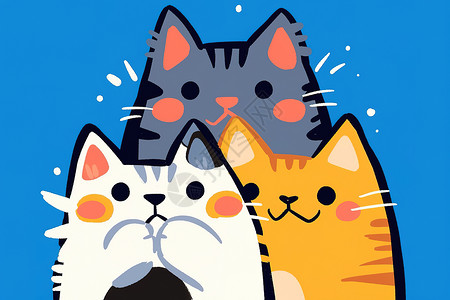 活泼的背景活泼的三只小猫插画