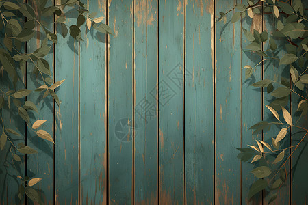 复古木板背景一面青蓝木墙插画