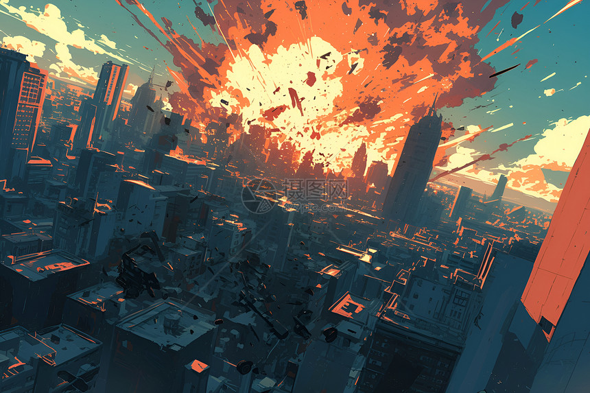 城市爆炸背景图片