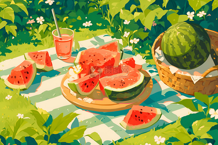 夏日欢乐野餐图片