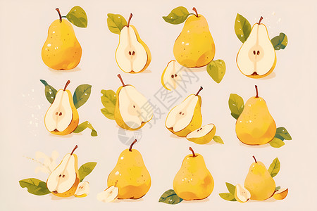 金黄的梨水果梨插画高清图片