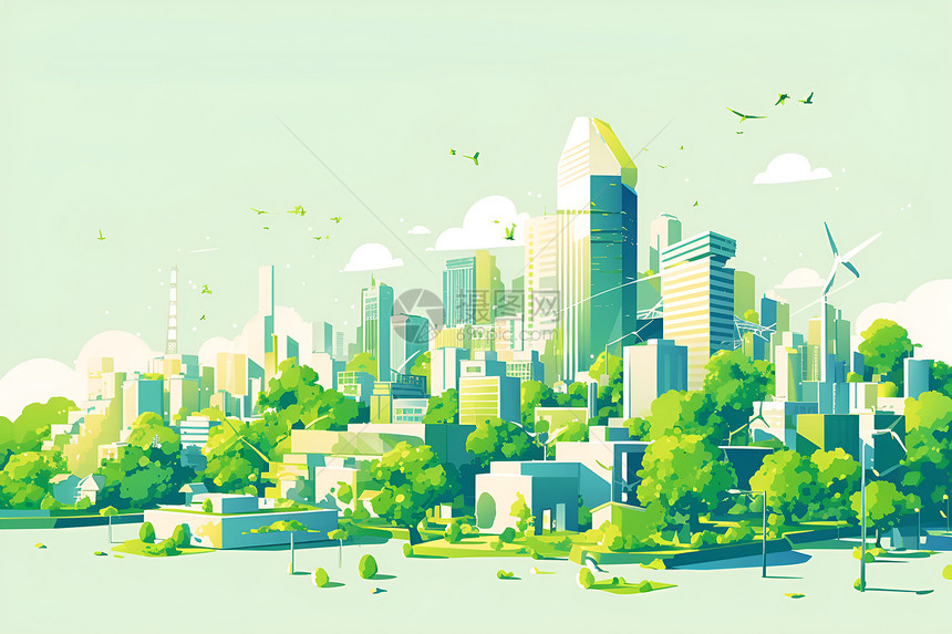 绿树环绕的城市图片