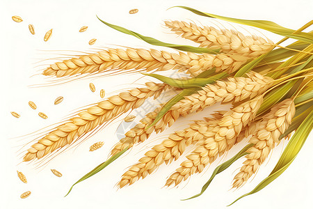 金黄的麦穗谷物的插画高清图片