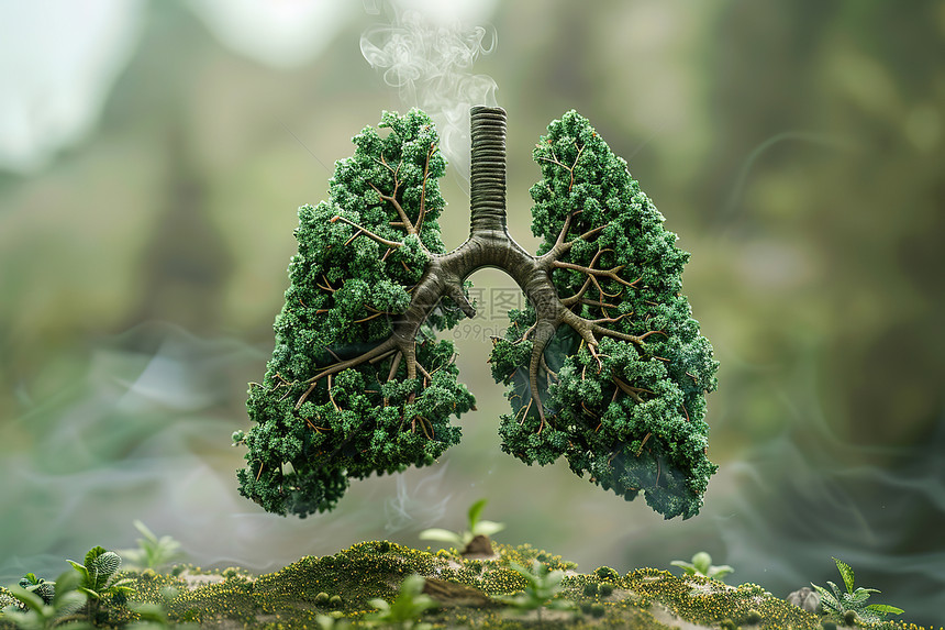 树木做的肺部模型图片