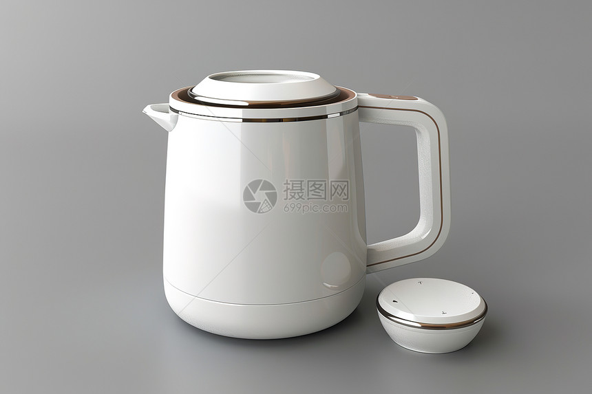 白色茶壶和白色容器图片