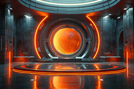 橙光特效素材未来科技圆形舞台设计图片