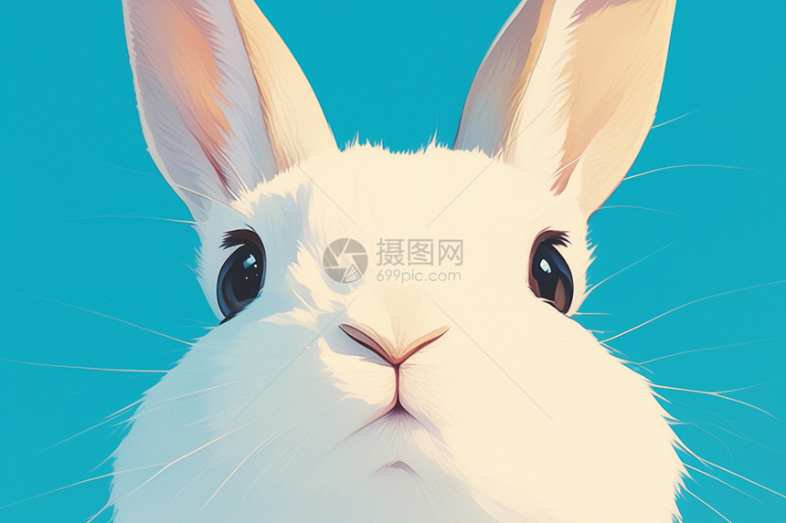 可爱的白兔在蓝天下图片