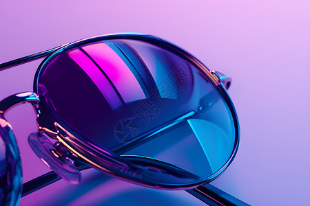 视网膜成像紫色背景中的眼镜插画