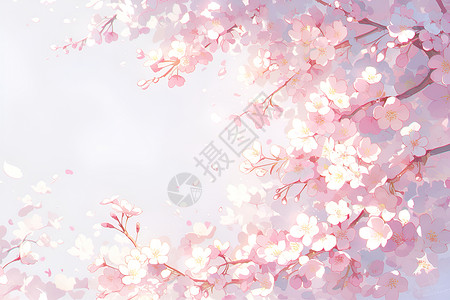 粉色白色花瓣粉色与白色相呼应的樱花插画