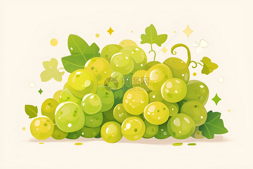清新可爱的绿葡萄图片