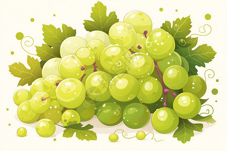 葡萄绿好吃的绿葡萄插画