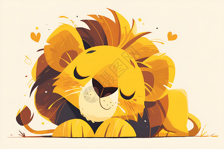狮子峰狮子躺在草地上插画