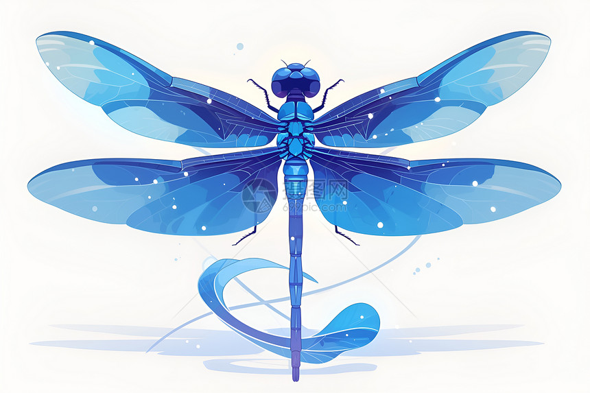 蓝色蜻蜓张开翅膀图片