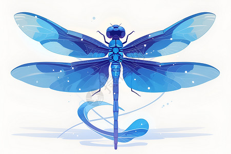 飞翔的蜻蜓蓝色蜻蜓张开翅膀插画